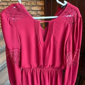 Red v neck midi express dress